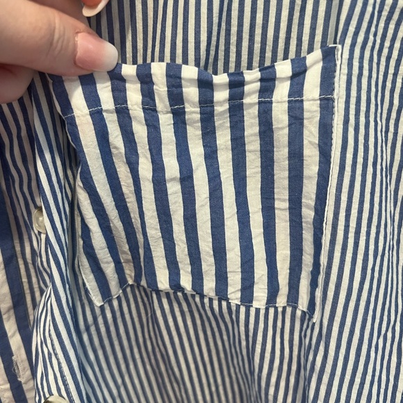 She and Sky Blue and White Striped Button Down Tunic or Swimsuit Cover Size 2X - Picture 4 of 5